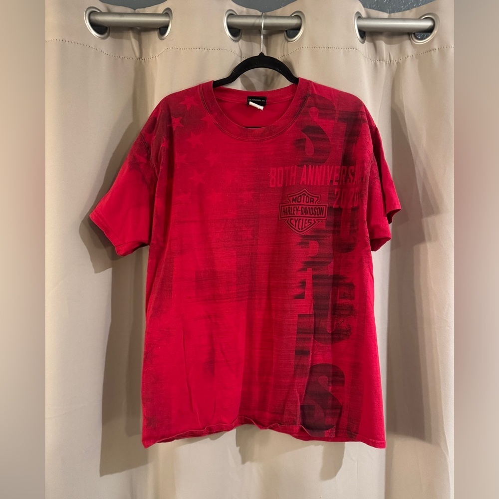 Harley-Davidson Red Short Sleeve Graphic Tee with Subtle Black Print